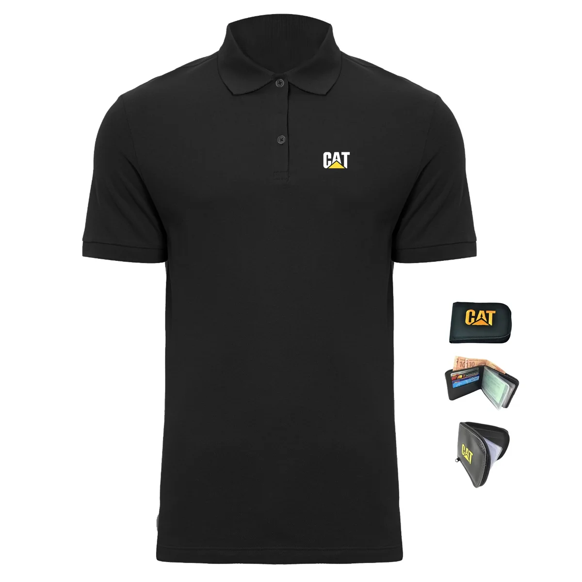 Camisa Polo CAT + Carteira de Brinde