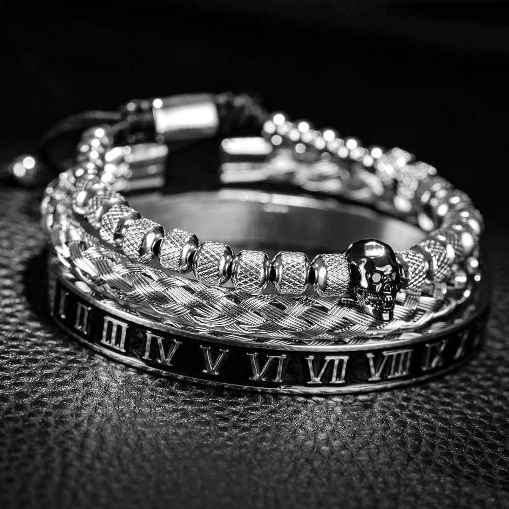 Kit Skull Roman 3 Pulseiras Masculinas Premiuns - Image 3