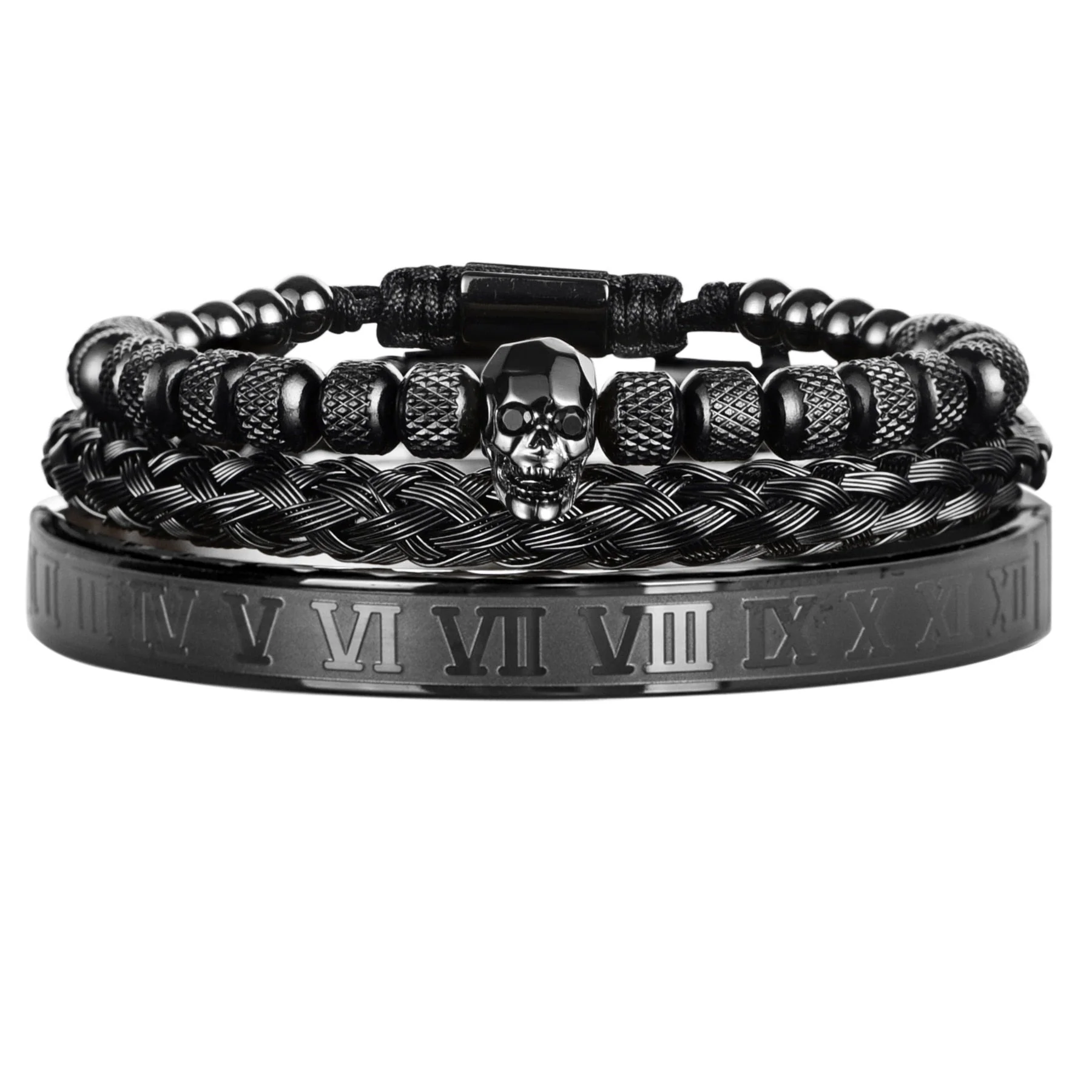 Kit Skull Roman 3 Pulseiras Masculinas Premiuns - Image 4