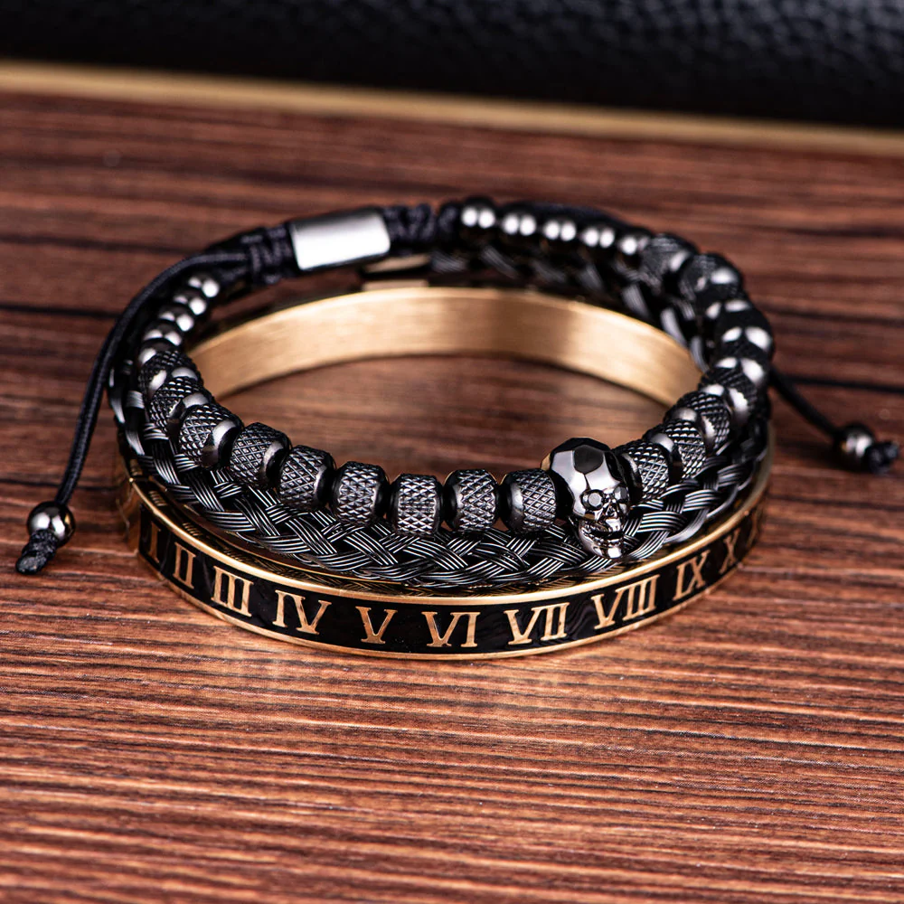 Kit Skull Roman 3 Pulseiras Masculinas Premiuns - Image 5