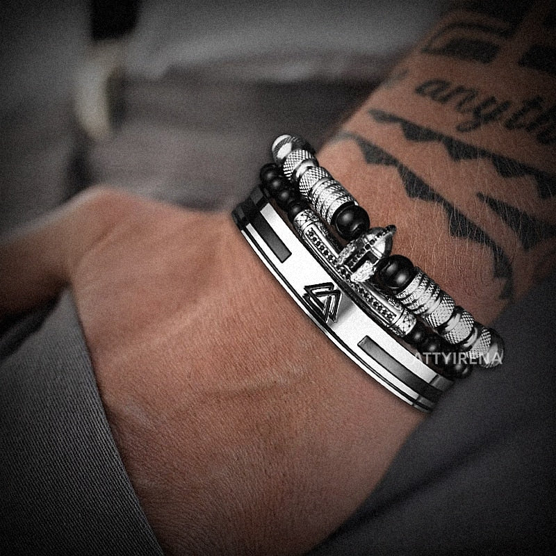 Kit Gladiador 3 Pulseiras Masculinas Premiuns