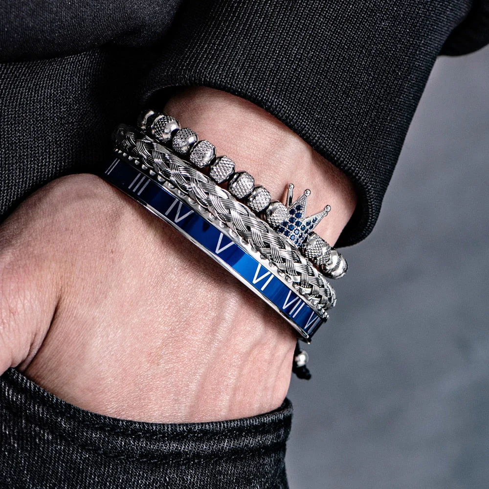 Kit Imperador Azul 3 Pulseiras Masculinas Premiuns