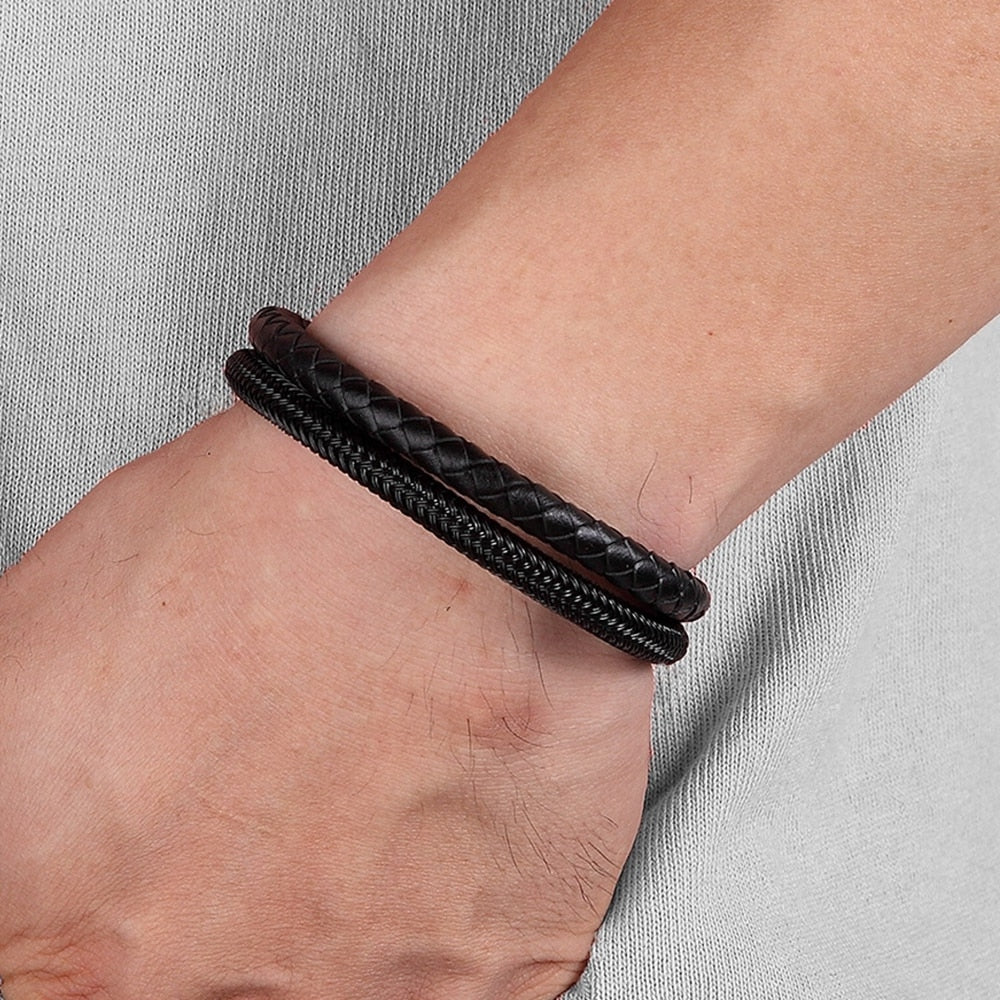 Pulseira Masculina de Couro Duo Elegance - Image 2