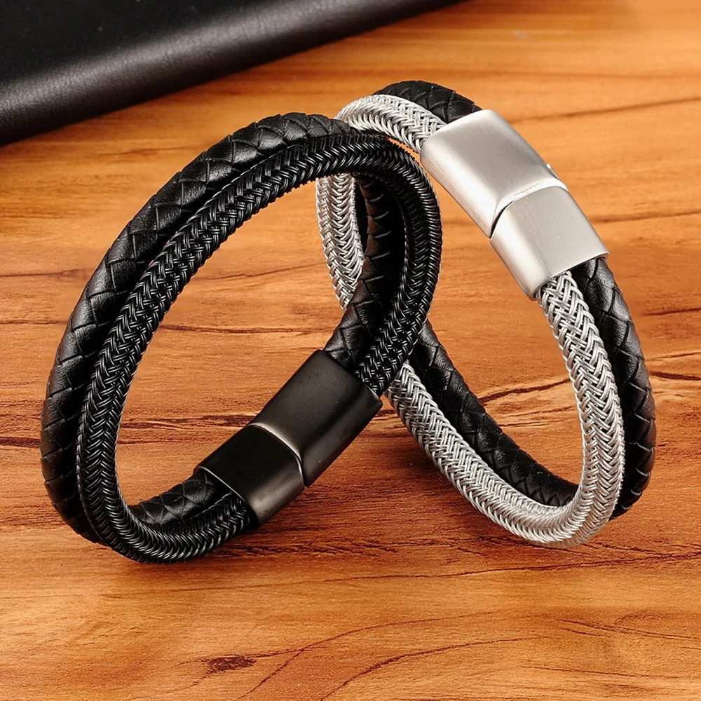 Pulseira Masculina de Couro Duo Elegance - Image 3