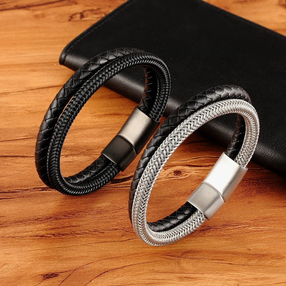 Pulseira Masculina de Couro Duo Elegance - Image 4