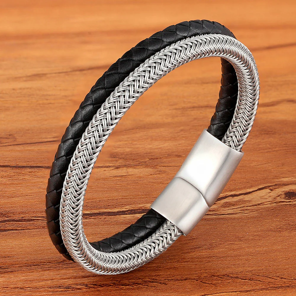Pulseira Masculina de Couro Duo Elegance - Image 5