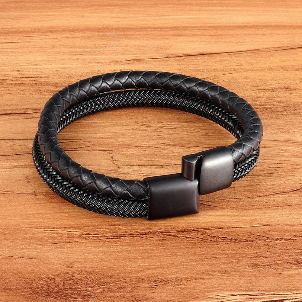 Pulseira Masculina de Couro Duo Elegance - Image 7