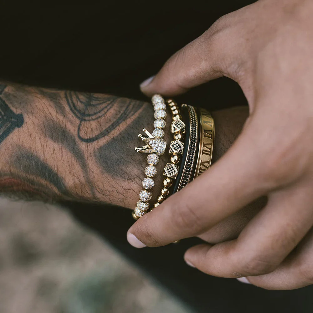 Kit King Roman 4 Pulseiras Masculinas Premiuns