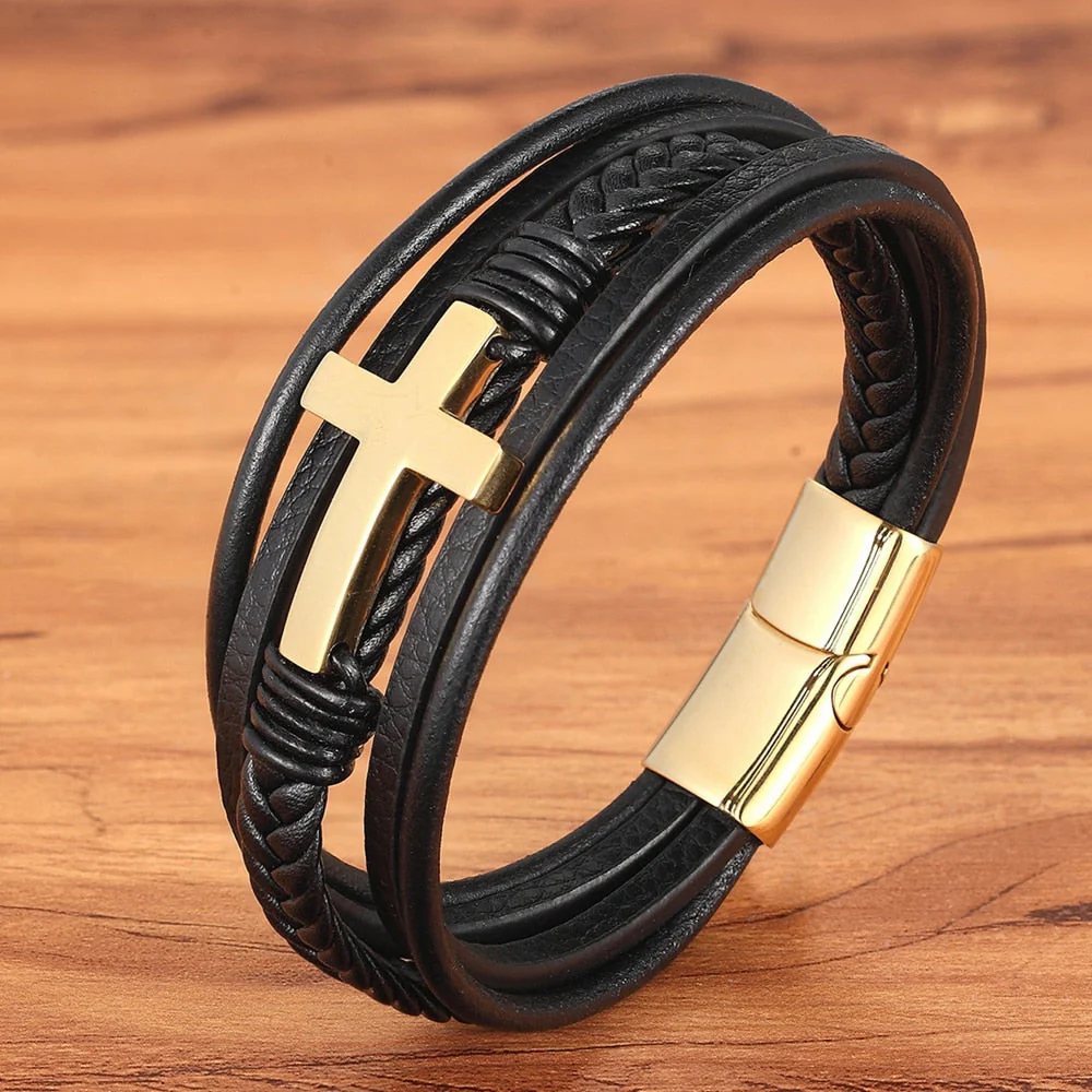 Pulseira de Couro Cruz - Image 4