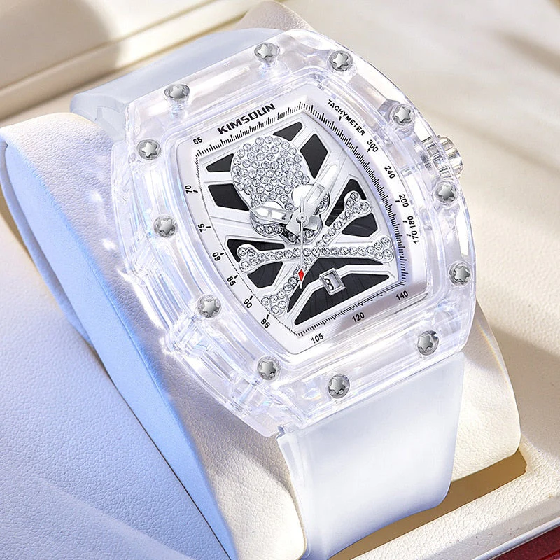Relógio Masculino Skull Branco